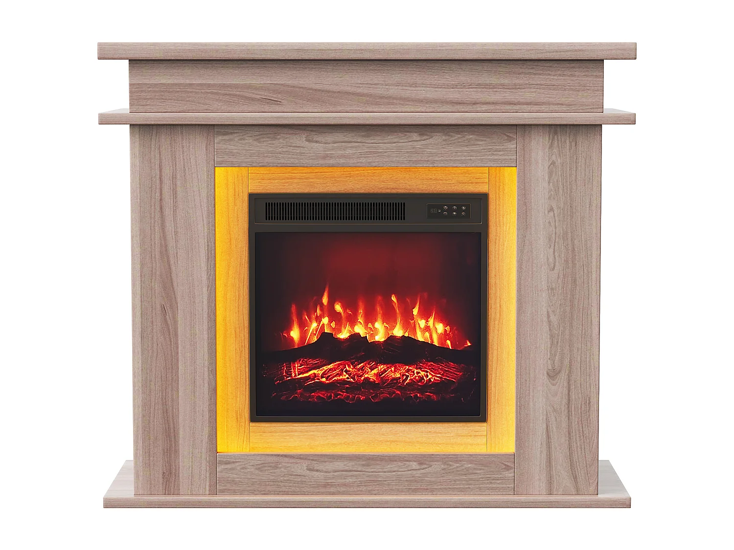 Cheminée électrique - cheminée LED, avec chauffage - effet flamme 3D - minuterie, éclairage d'ambiance LED 20 couleurs et télécommande -couleur chêne