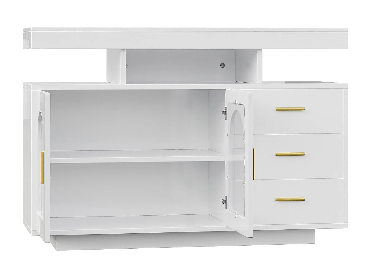 Buffet avec éclairage LED - Meuble à tiroirs avec espace de rangement - 120 cm x 40 cm x 80 cm