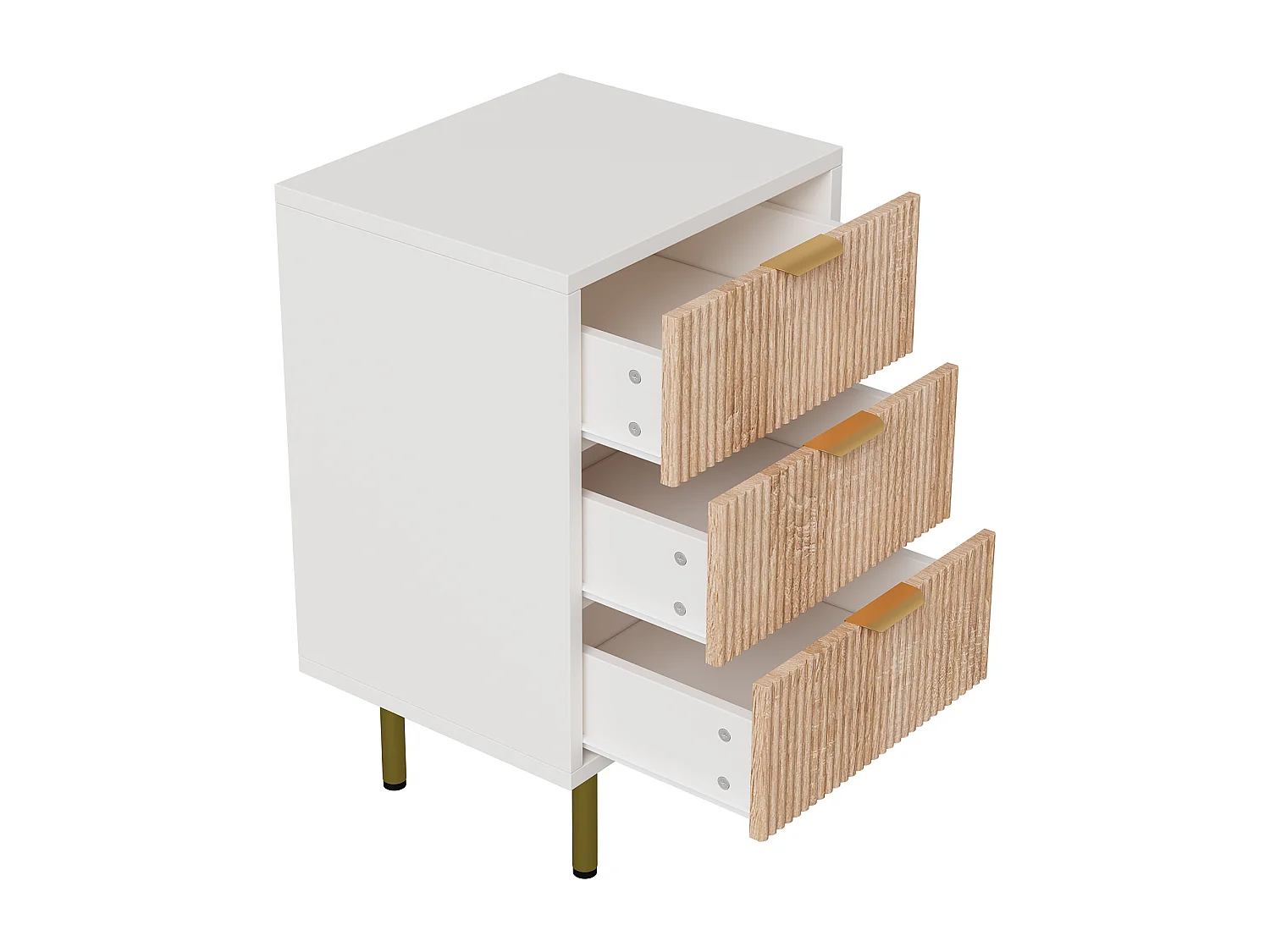 Lot de 2 tables de chevet - commode à 3 tiroirs - avec poignée en métal - 65 x 40 x 40 cm