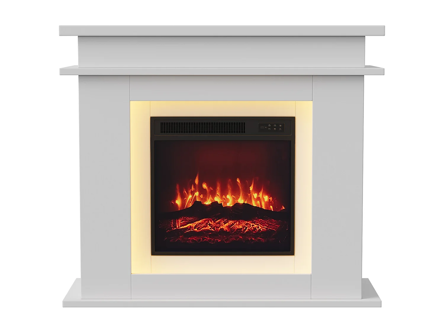 Cheminée électrique - cheminée LED, avec chauffage - effet flamme 3D - minuterie, éclairage d'ambiance LED 20 couleurs et télécommande -Blanc