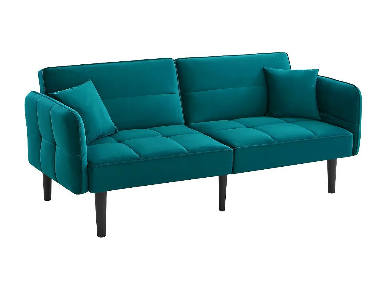 Canapé-lit 2 en 1 réglable - Dossier réglable - Pieds de canapé en bois et coussins inclus - Velours - 176 x 78 x 76 cm - vert