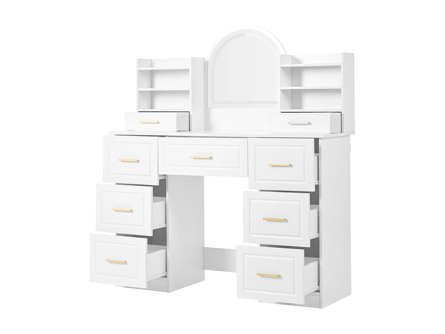 Coiffeuse avec miroir et éclairage LED - table de toilette à 9 tiroirs - 120 x 40 x 135 cm