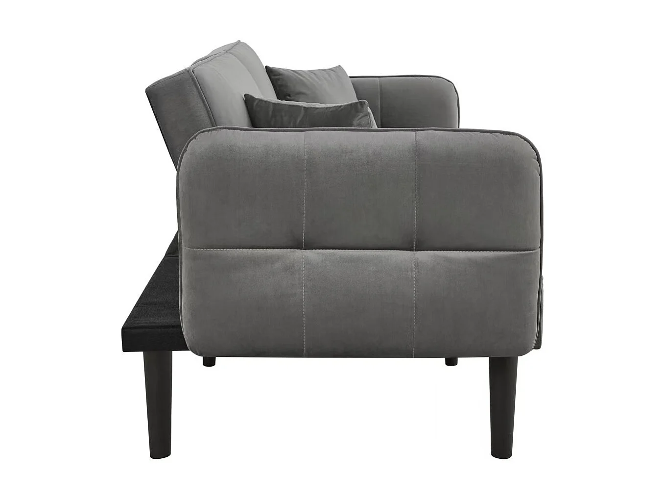 Canapé-lit 2 en 1 réglable - Dossier réglable - Pieds de canapé en bois et coussins inclus - Velours - 176 x 78 x 76 cm - gris