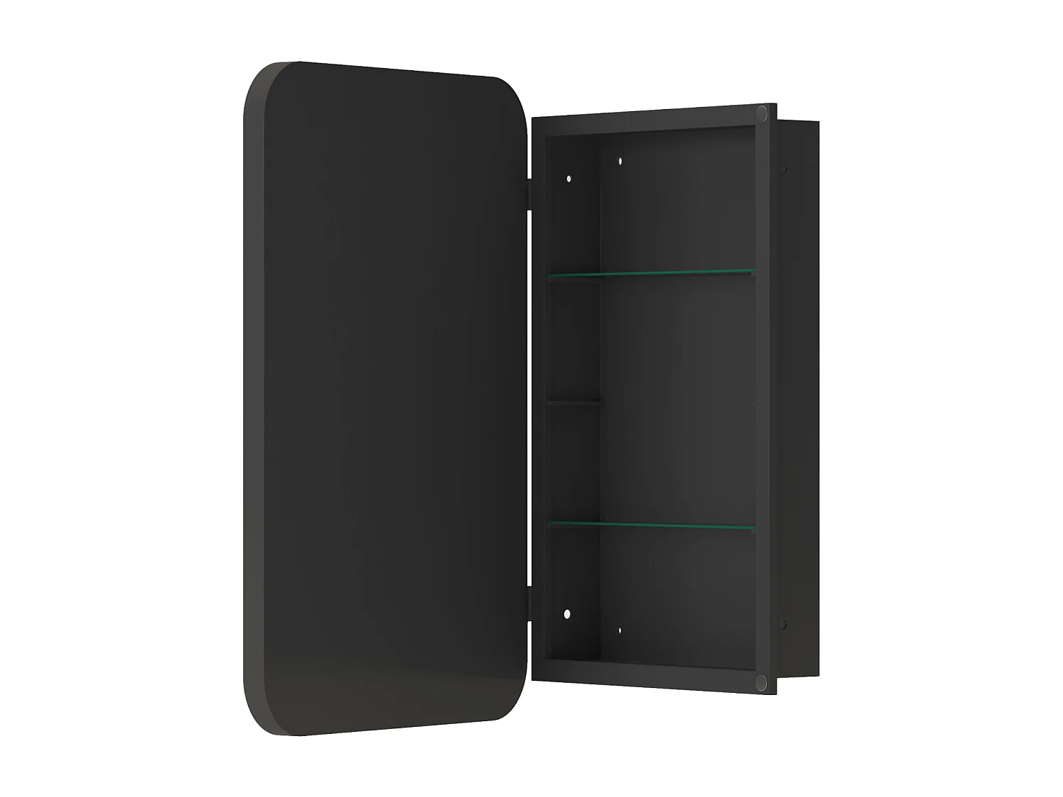 Miroir de salle de bain - armoire de rangement avec miroir - étagère réglable - 76 x 51 cm - noir