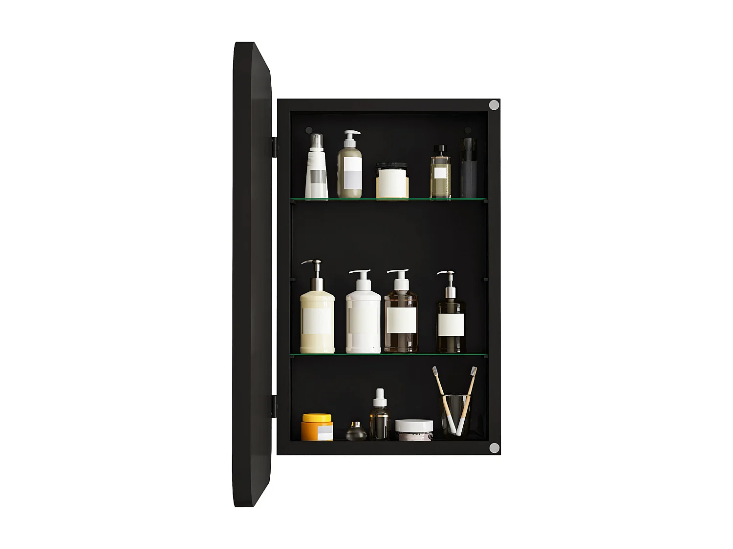 Miroir de salle de bain - armoire de rangement avec miroir - étagère réglable - 76 x 51 cm - noir
