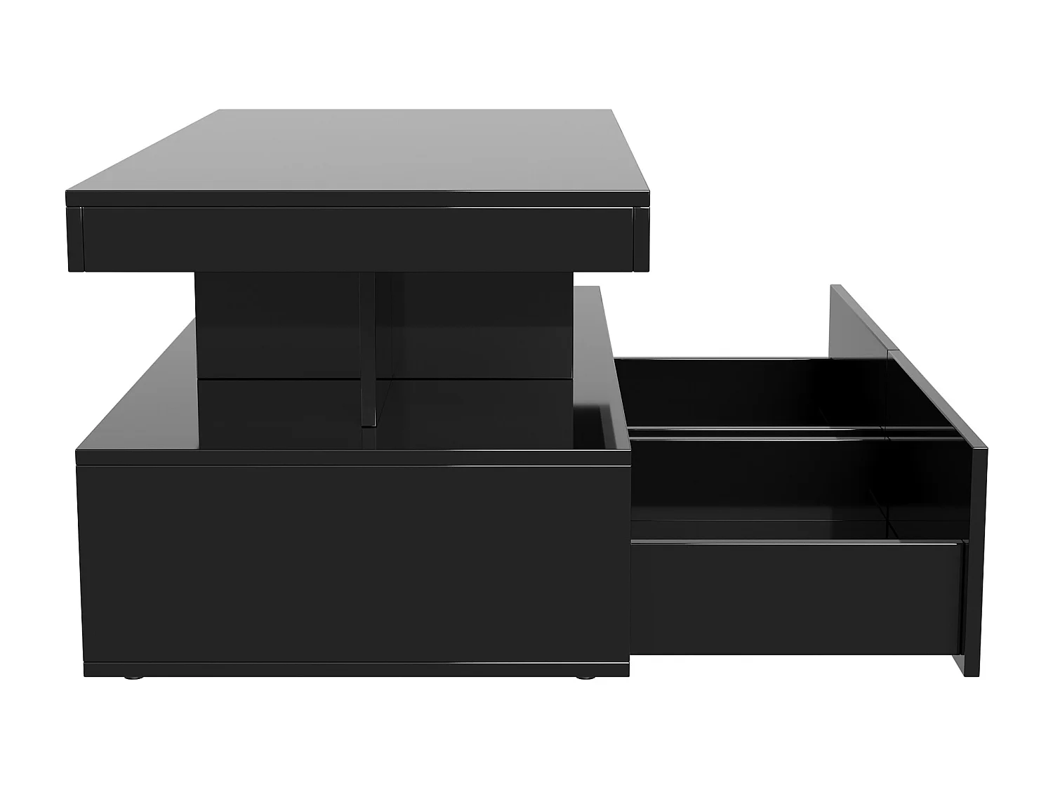 Table basse avec éclairage LED - table de salon avec 2 tiroirs de rangement et une étagère ouverte - 104×53×46 cm