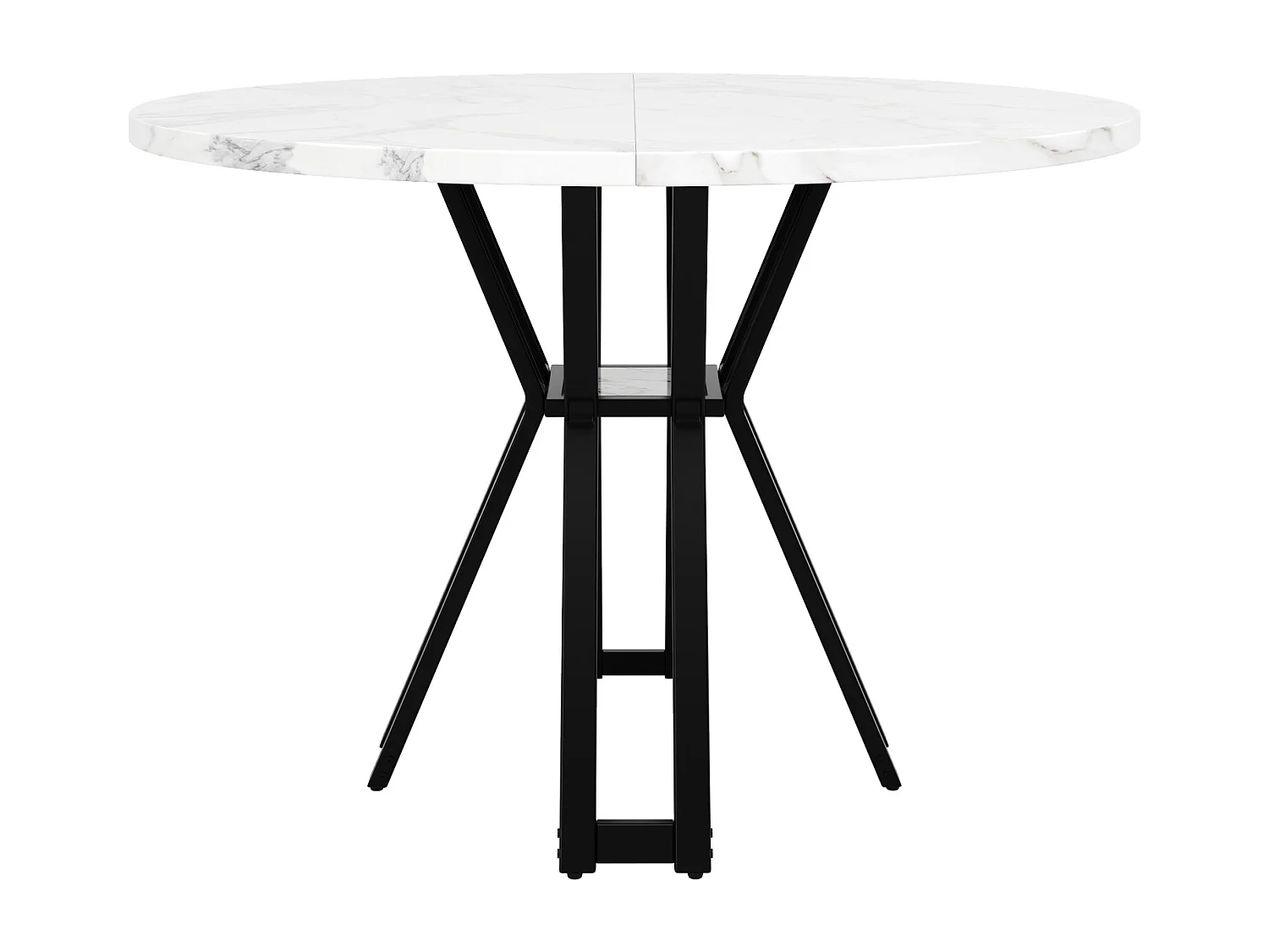 Table de salle à manger ronde - 4 à 6 couverts - plateau en MDF imitation marbre - 100 x 100 x 76 cm - noir