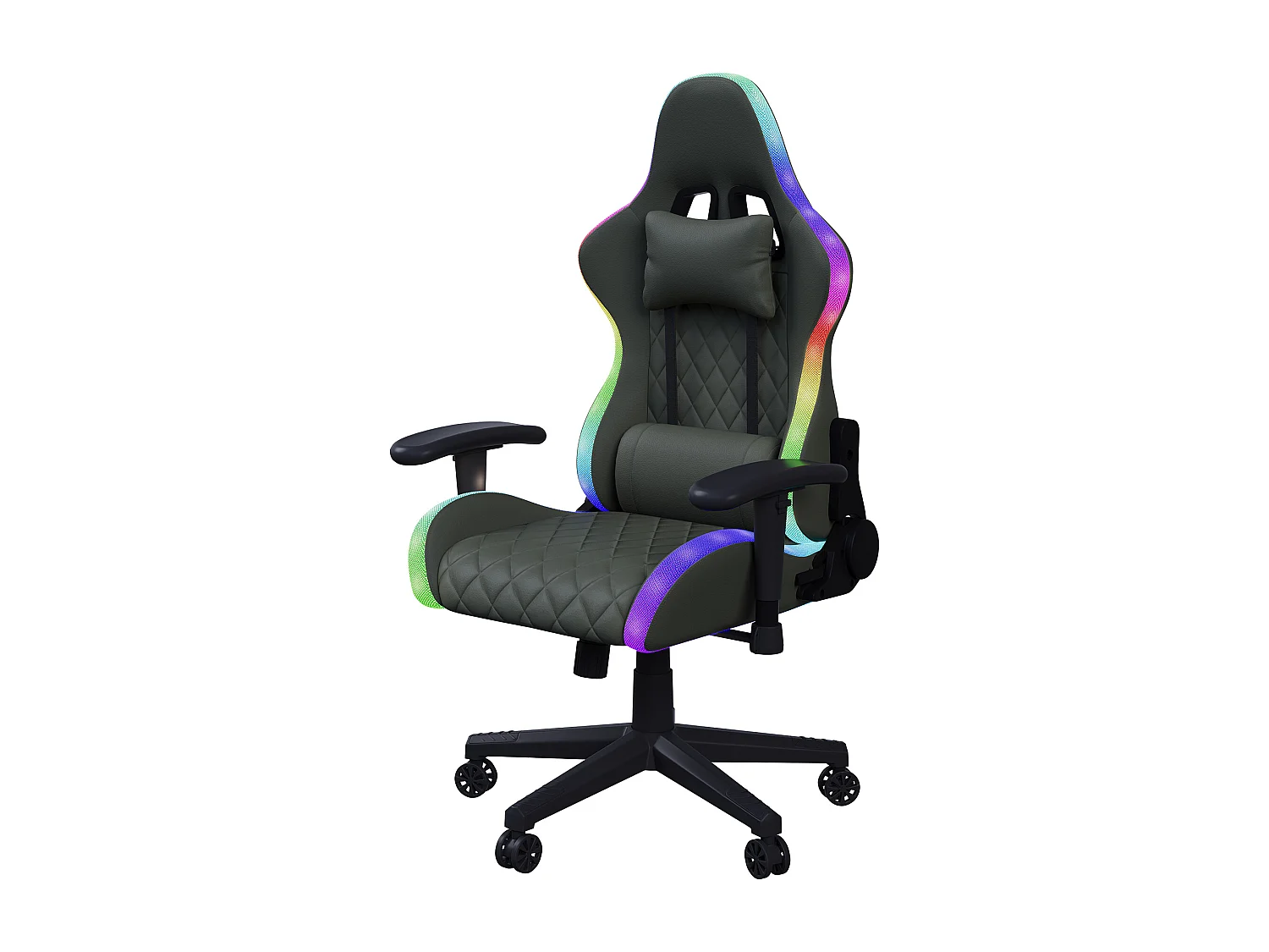 Chaise de jeu avec éclairage LED - accoudoirs 2D et dossier réglable - Chaise de bureau - Noir