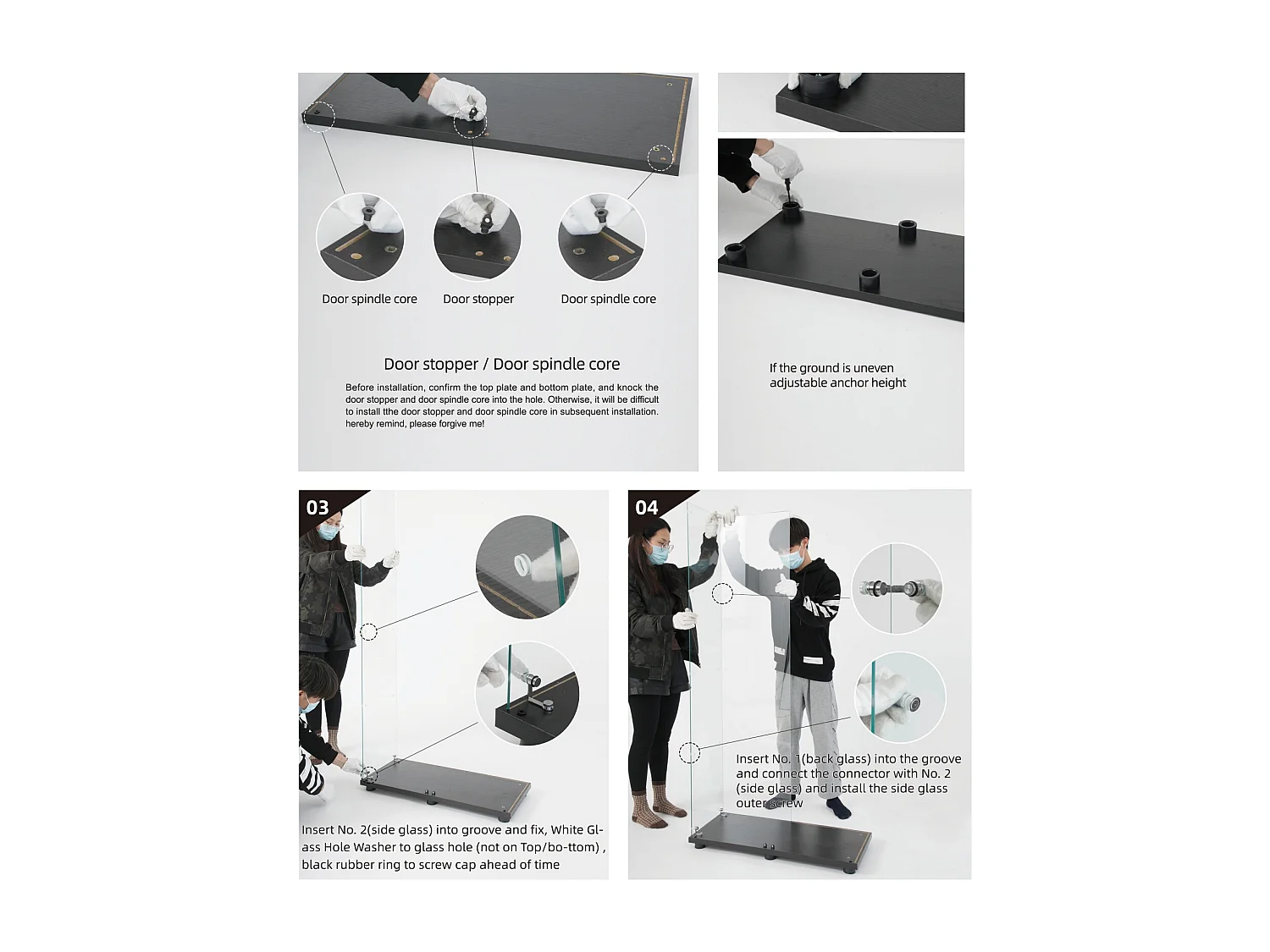 Vitrine - Vitrine en verre 4 étagères avec porte - Armoire de rangement de sol en verre avec serrure - Blanc