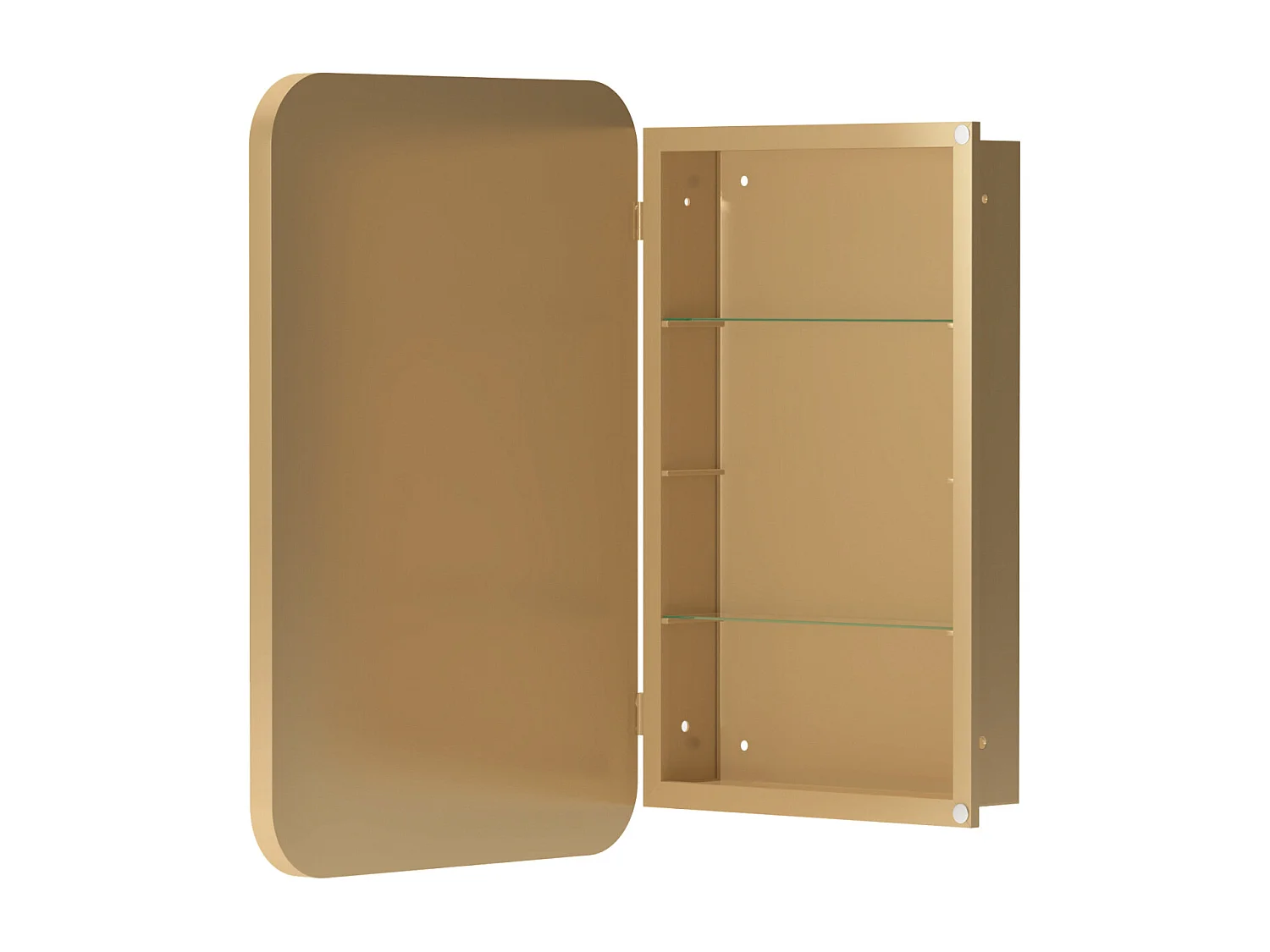 Miroir de salle de bain - armoire de rangement avec miroir - étagère réglable - 76 x 51 cm - or