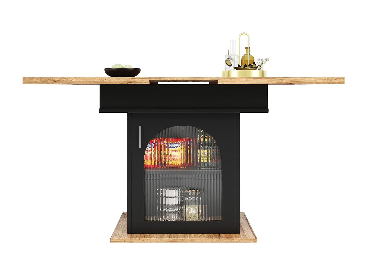 Table de salle à manger extensible - trois étagères de rangement intégrées réglables en hauteur - 110/140×80×76cm - noir