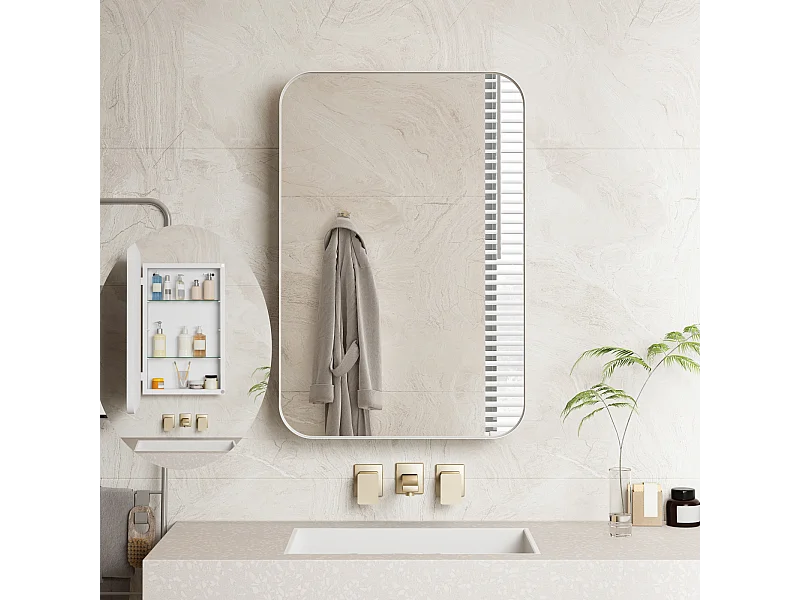 Miroir de salle de bain - armoire de rangement avec miroir - étagère réglable - 76 x 51 cm - blanc