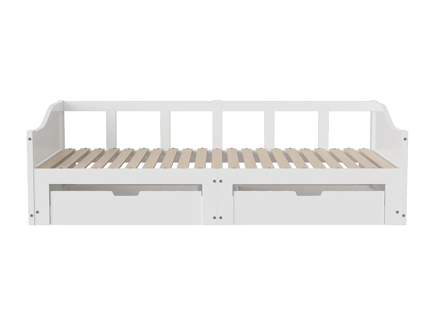 Lit gigogne 90/180 x 200 cm - canapé-lit extensible en bois avec 2 tiroirs - Blanc