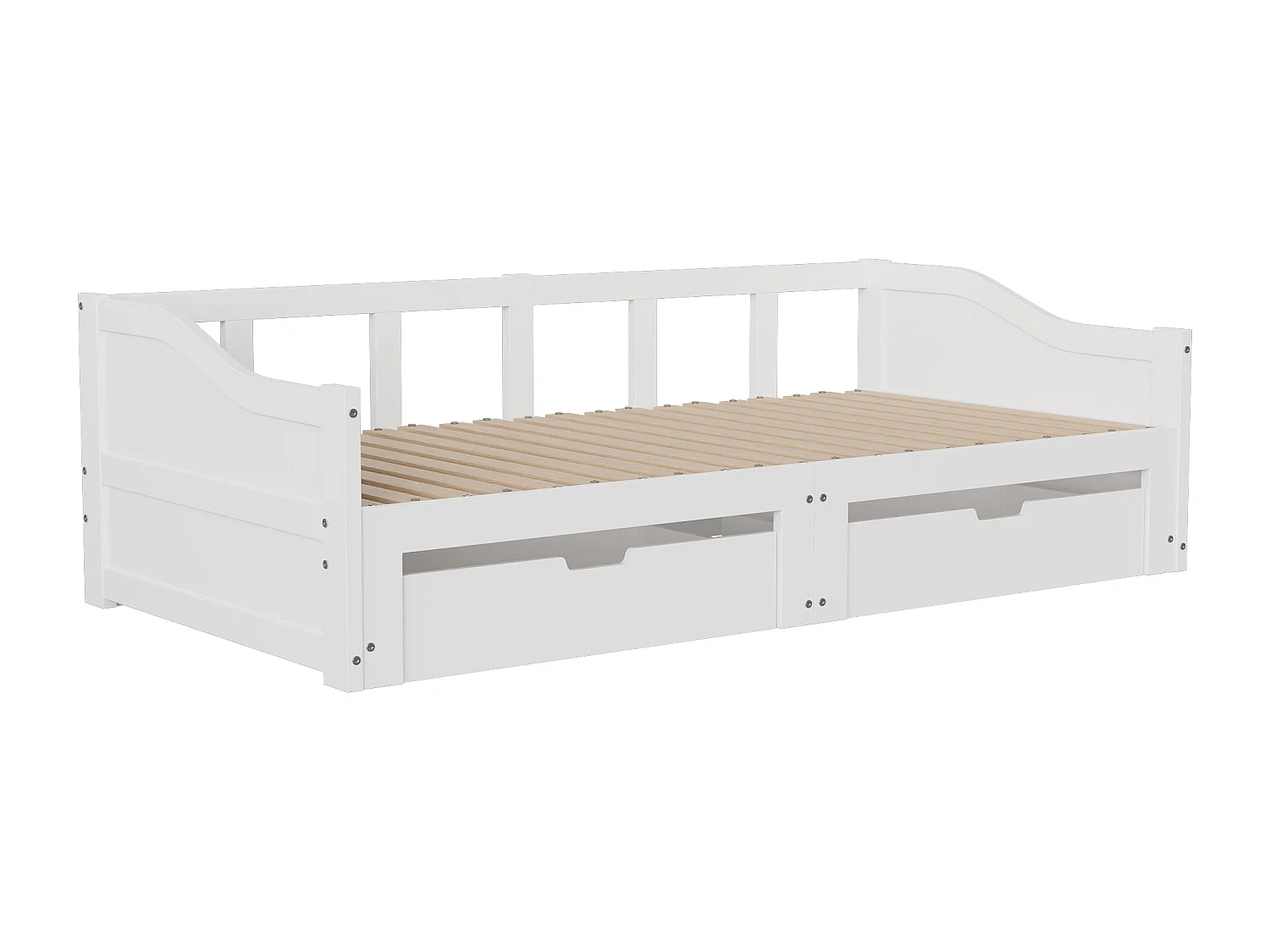 Lit gigogne 90/180 x 200 cm - canapé-lit extensible en bois avec 2 tiroirs - Blanc