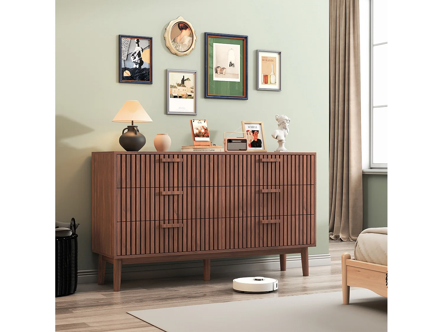 Commode Chambre à 6 tiroirs - en bois - Meuble de Rangement Multifonction - 100 x 34 x 73 cm