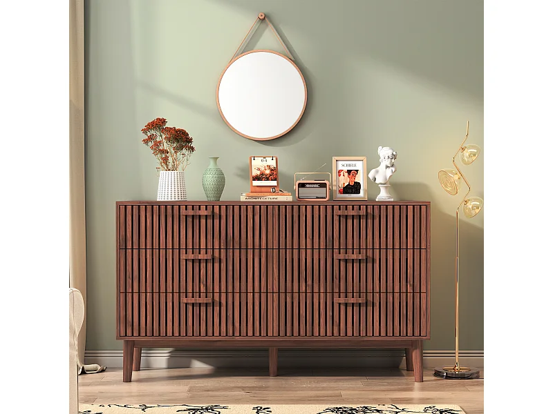 Commode Chambre à 6 tiroirs - en bois - Meuble de Rangement Multifonction - 100 x 34 x 73 cm