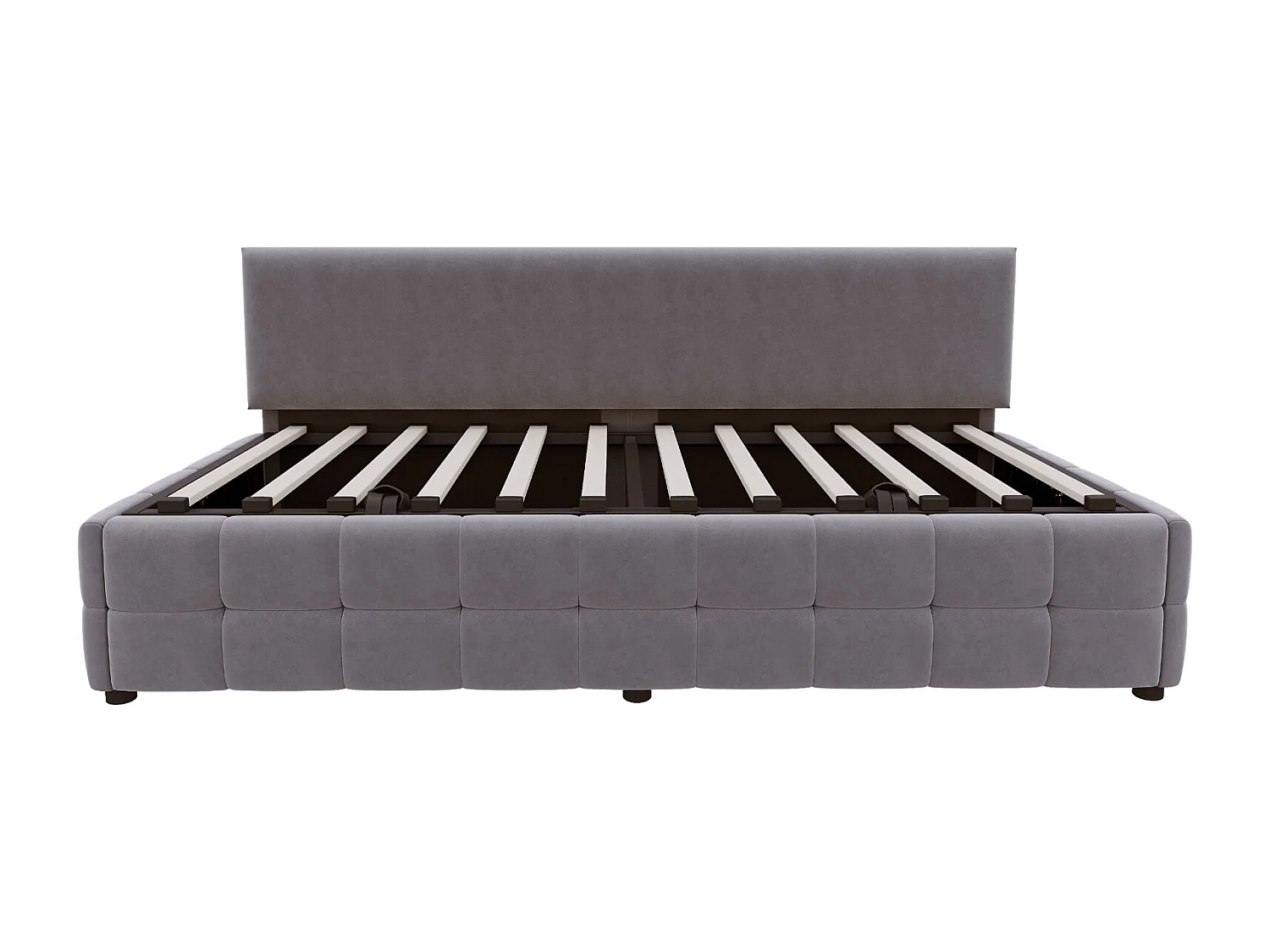 Canapé-lit capitonné 90 x 200 cm - avec rangement hydraulique -  dossier sans accoudoirs - lit simple - velours - Gris foncé