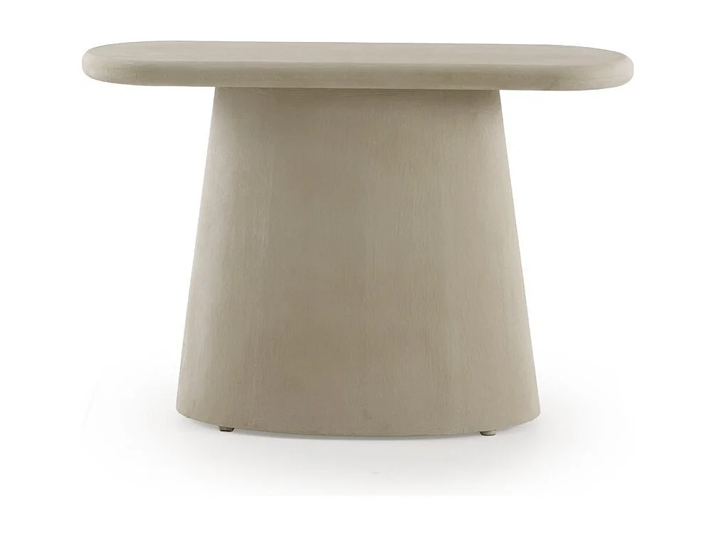 Ovale Konsole aus sandfarbenem Polyresin-Zement