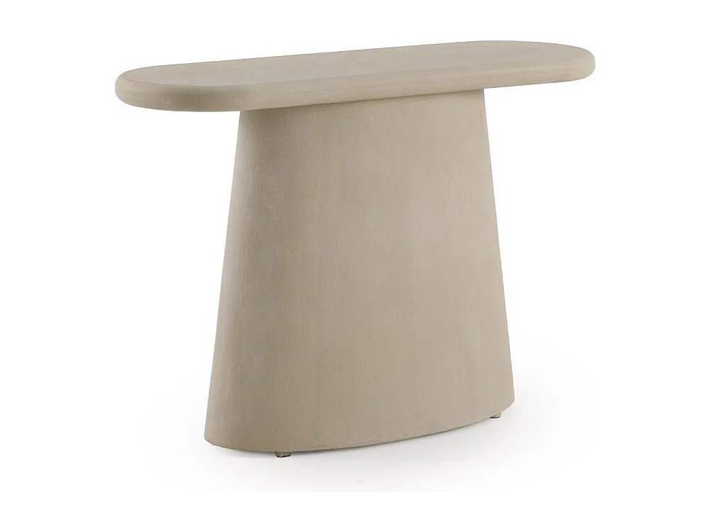 Ovale Konsole aus sandfarbenem Polyresin-Zement