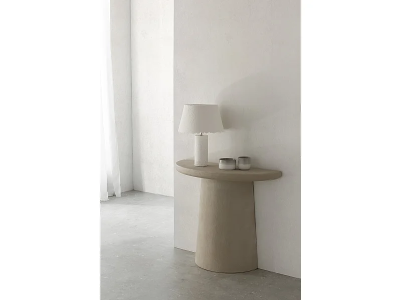 Console demi-lune en polyrésine ciment sable