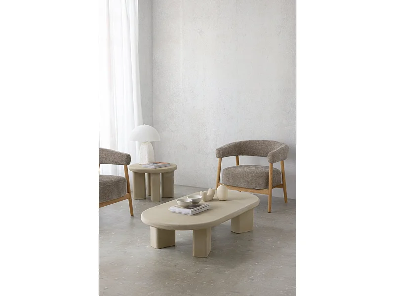 Table basse 60 diamètre ciment sable en polyresine