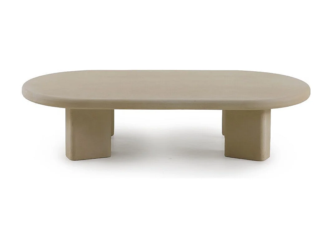Tavolino da salotto 140x70 cm in poliresina cemento sabbia
