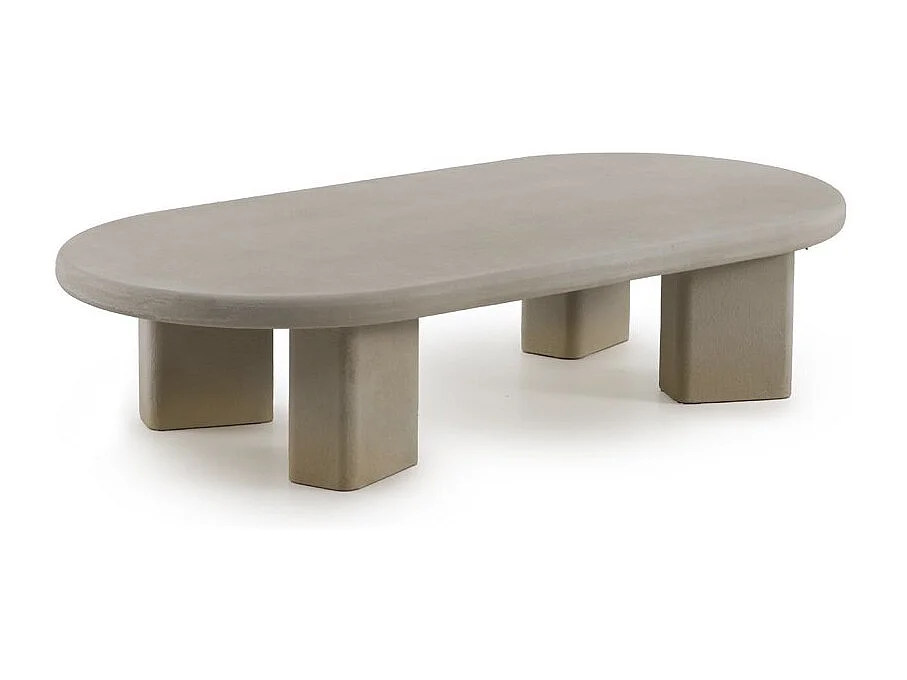 Tavolino da salotto 140x70 cm in poliresina cemento sabbia