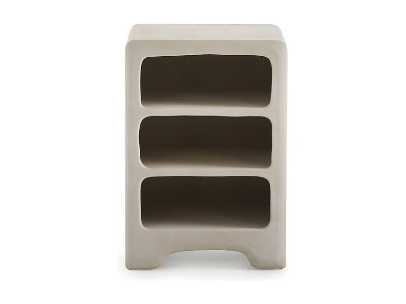 Nachttisch aus weißem Polyresin-Zement