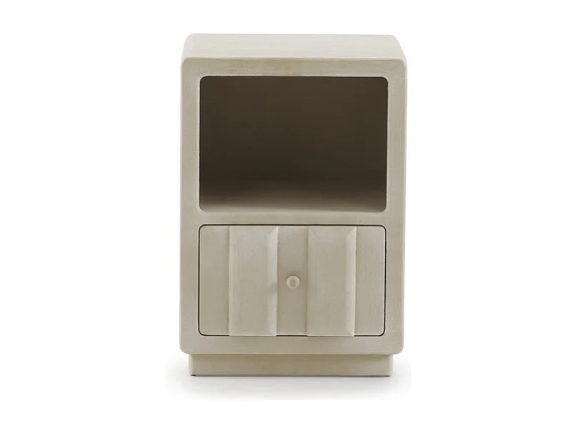 Nachttisch mit Schublade aus sandfarbenem Polyresin-Zement