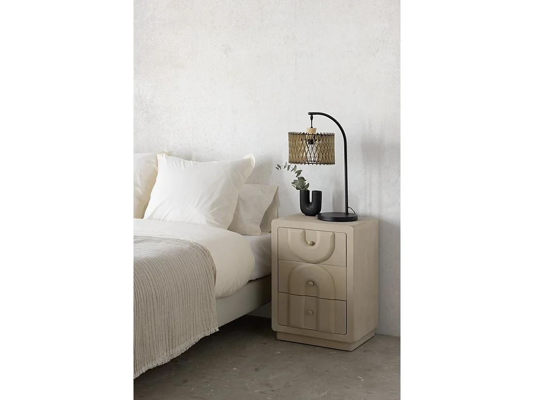 Nachttisch mit 3 Schubladen aus weißem Polyresin-Zement