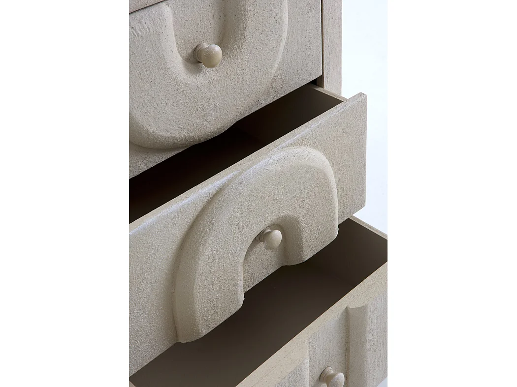 Nachttisch mit 3 Schubladen aus weißem Polyresin-Zement