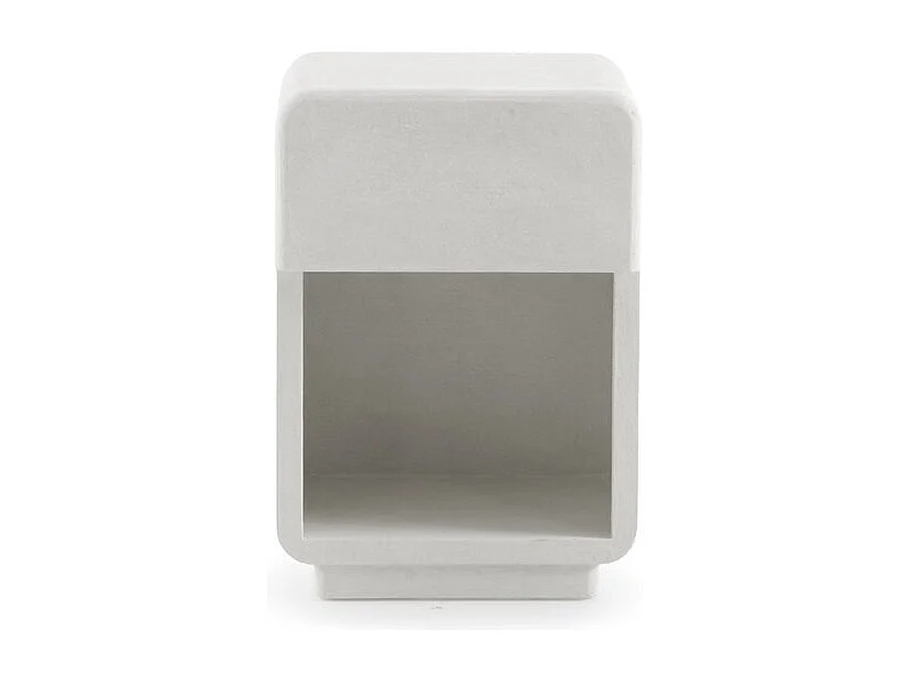 Comodino a un cassetto in poliresina cemento bianco