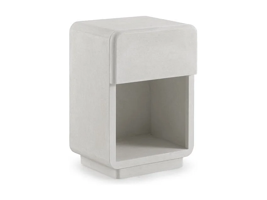 Comodino a un cassetto in poliresina cemento bianco