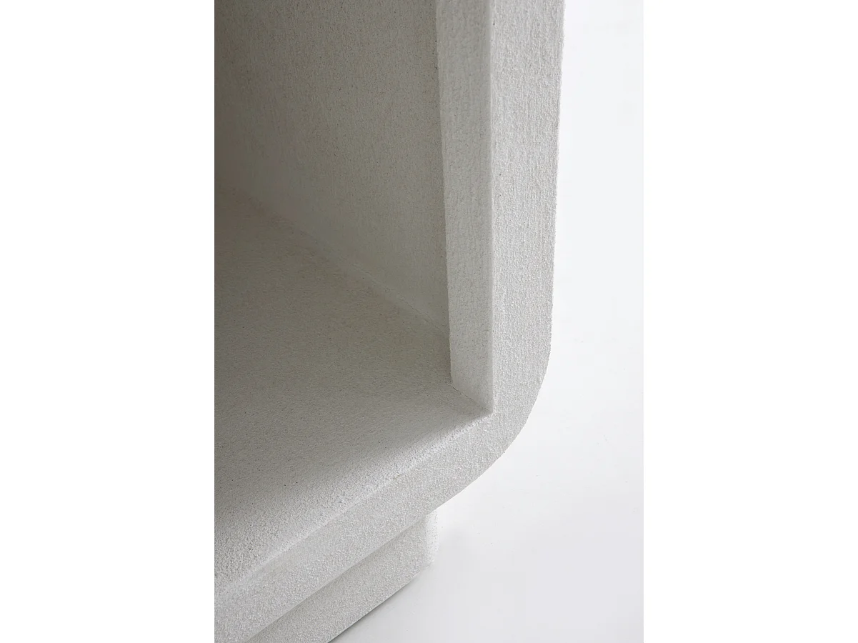 Comodino a un cassetto in poliresina cemento bianco