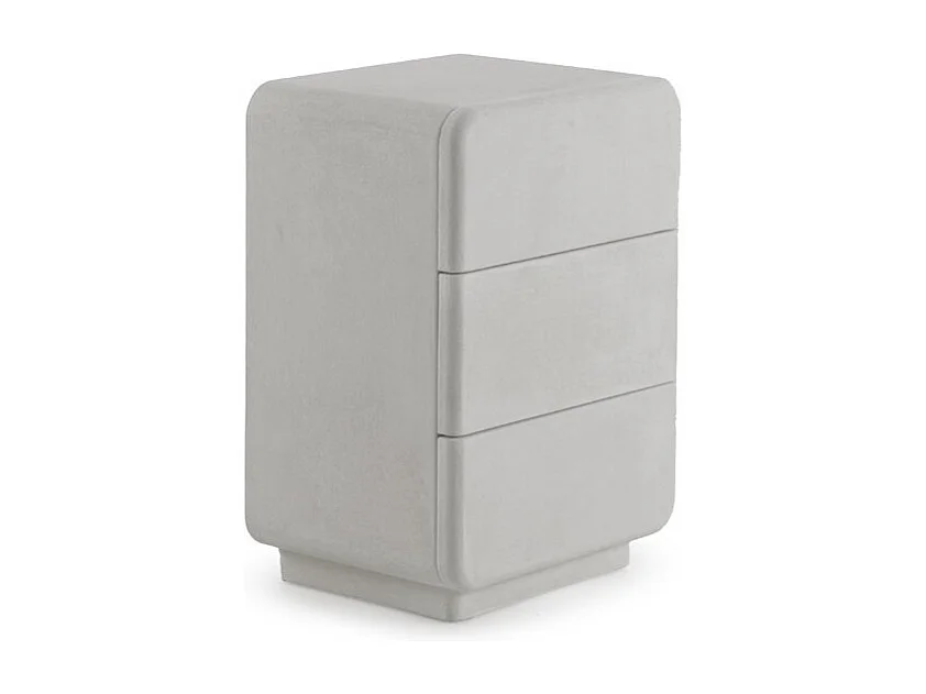 Comodino a 3 cassetti in poliresina cemento bianco