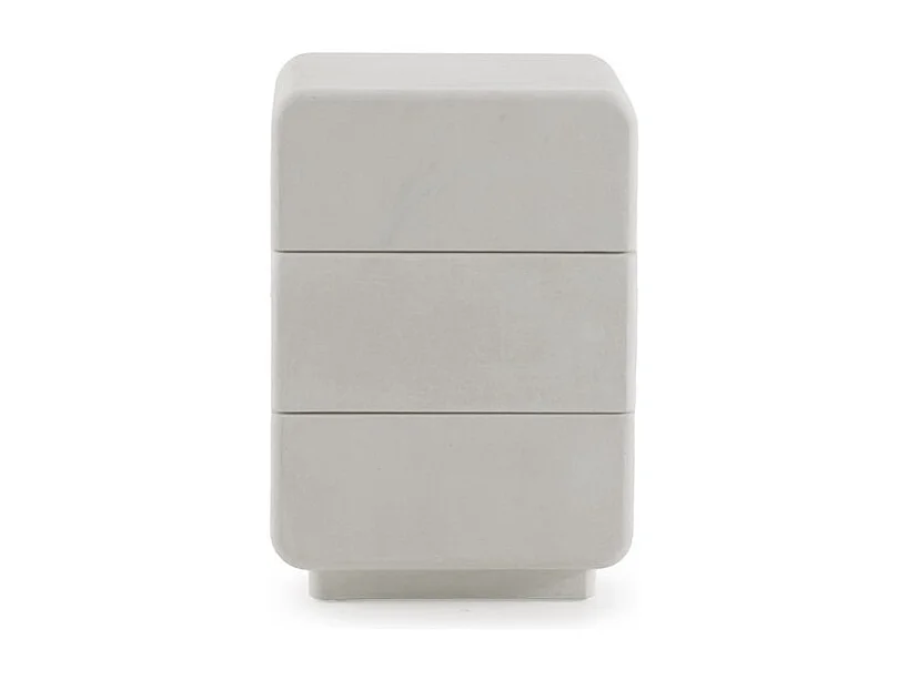 Comodino a 3 cassetti in poliresina cemento bianco