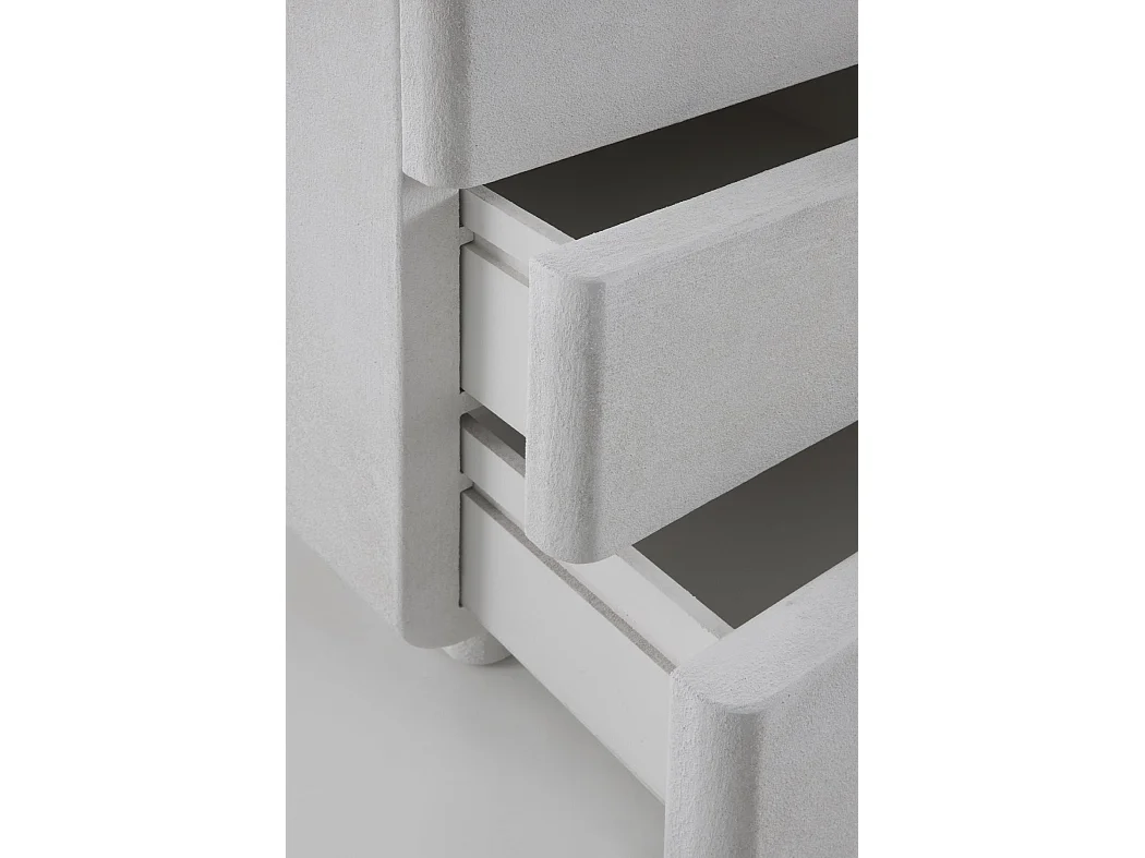 Comodino a 3 cassetti in poliresina cemento bianco