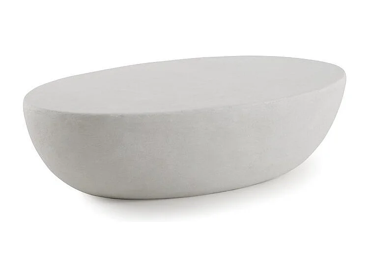 Tavolino da salotto 120x70 in poliresina cemento bianco