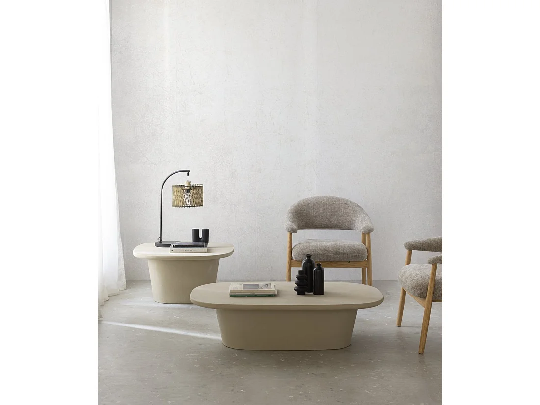 Tavolino da salotto 120x70 in poliresina cemento sabbia