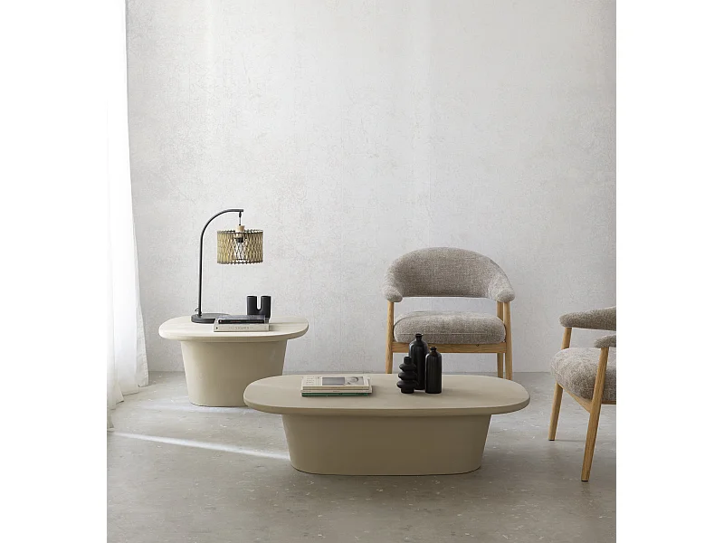 Table basse 80x80 en polyrésine ciment sable