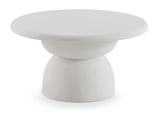 Couchtisch mit 70 cm Durchmesser aus weißem Polyresin-Zement