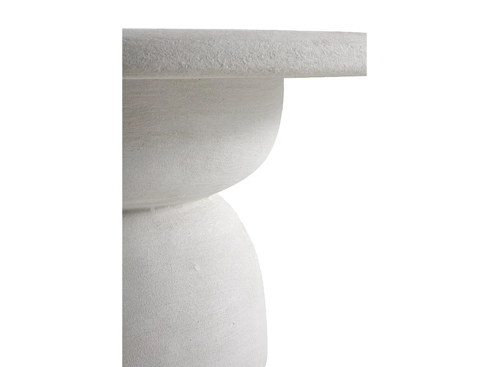 Couchtisch mit 70 cm Durchmesser aus weißem Polyresin-Zement