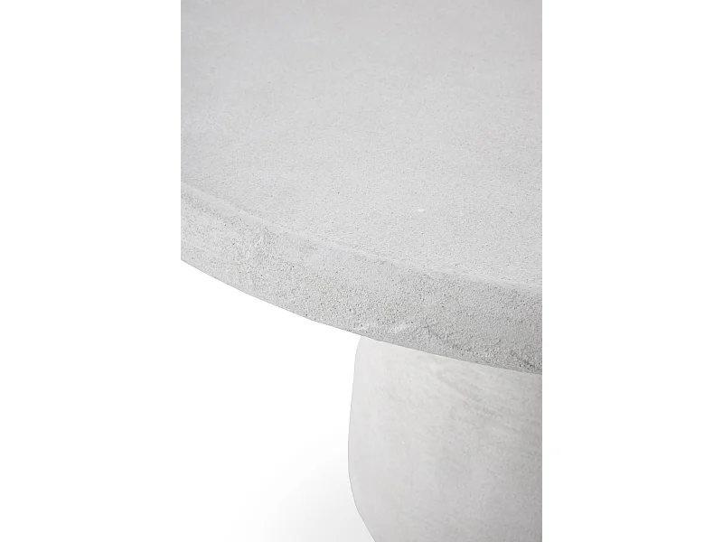 Couchtisch mit 70 cm Durchmesser aus weißem Polyresin-Zement