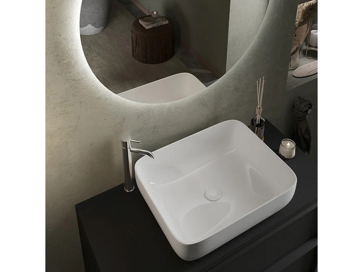 Meuble 92cm 2 tiroirs avec vasque aspect bois noir - TERAS