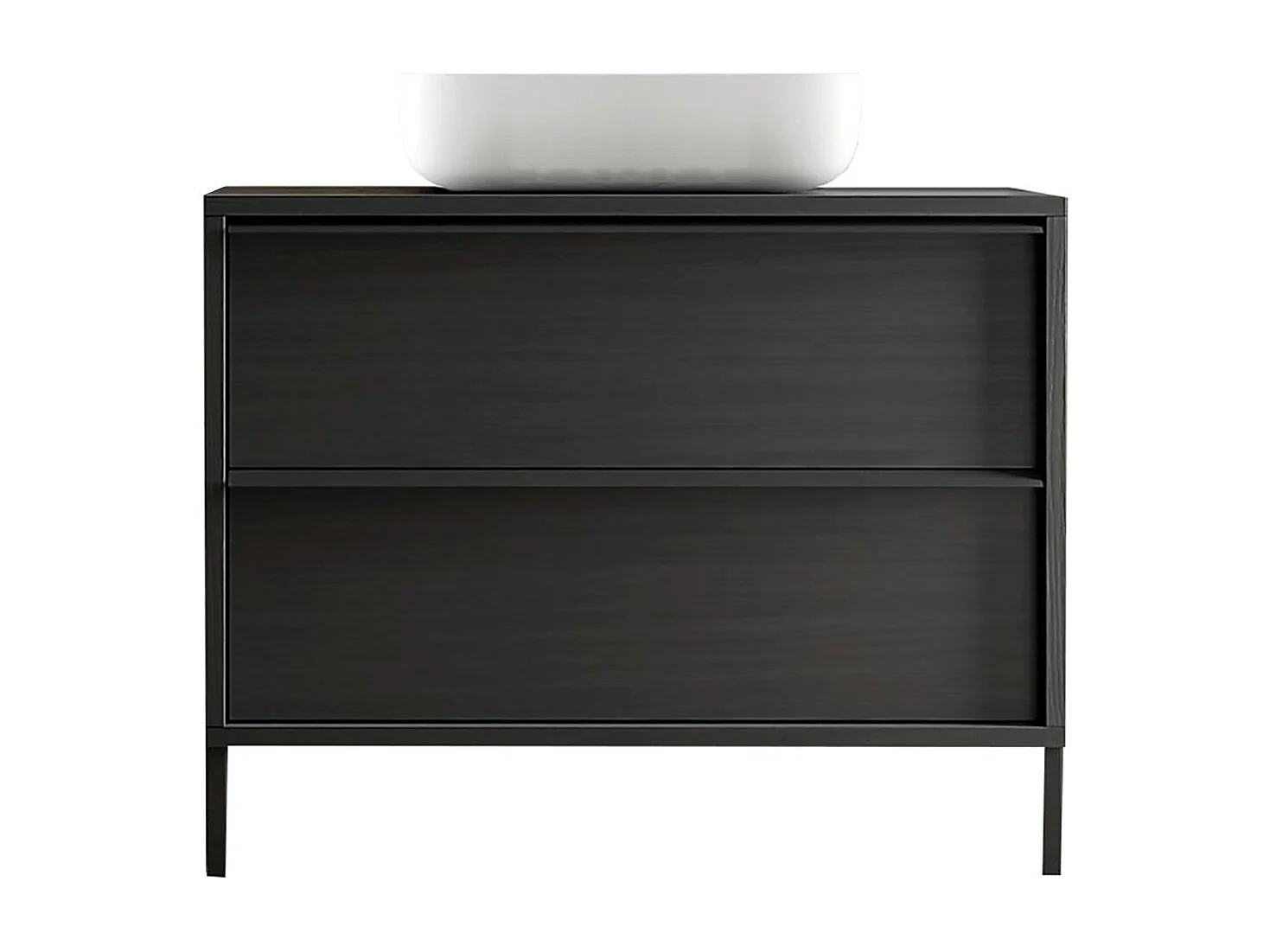 Meuble Vasque 105cm 2 tiroirs aspect bois noir - TERAS