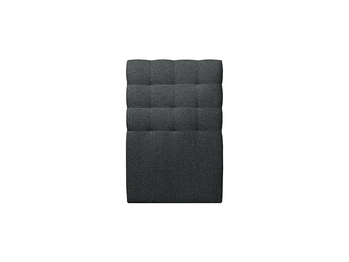 Lit 90x200cm avec tête de lit capitonnée bouclette et sommier tapissier Noir - Hauteur totale : 29cm