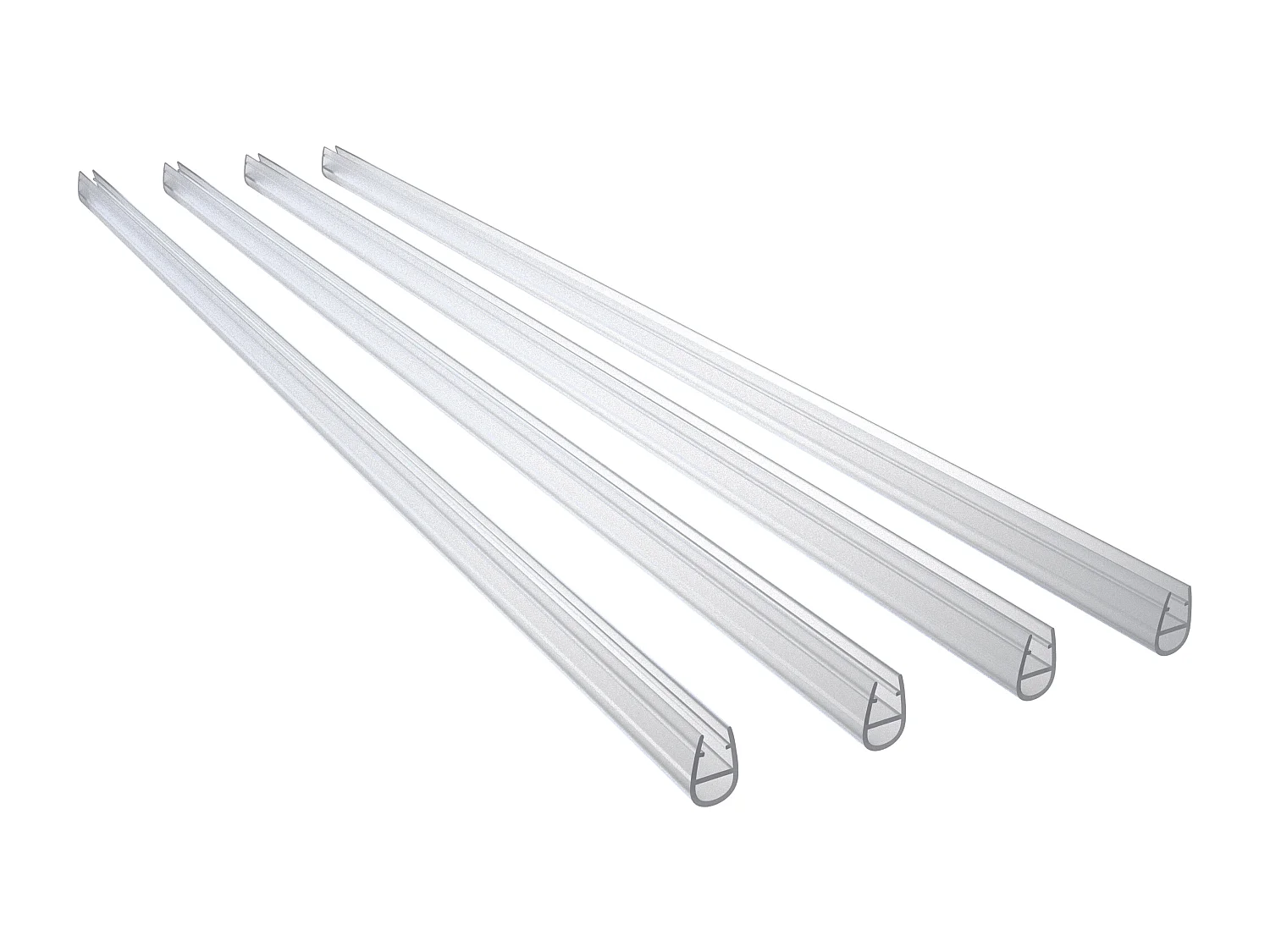 4 Pezzi Guarnizione Sottoporta per box doccia per vetro da 8 mm Coda Morbida larga 12 mm lungha 90 cm Tagliabile Modello D