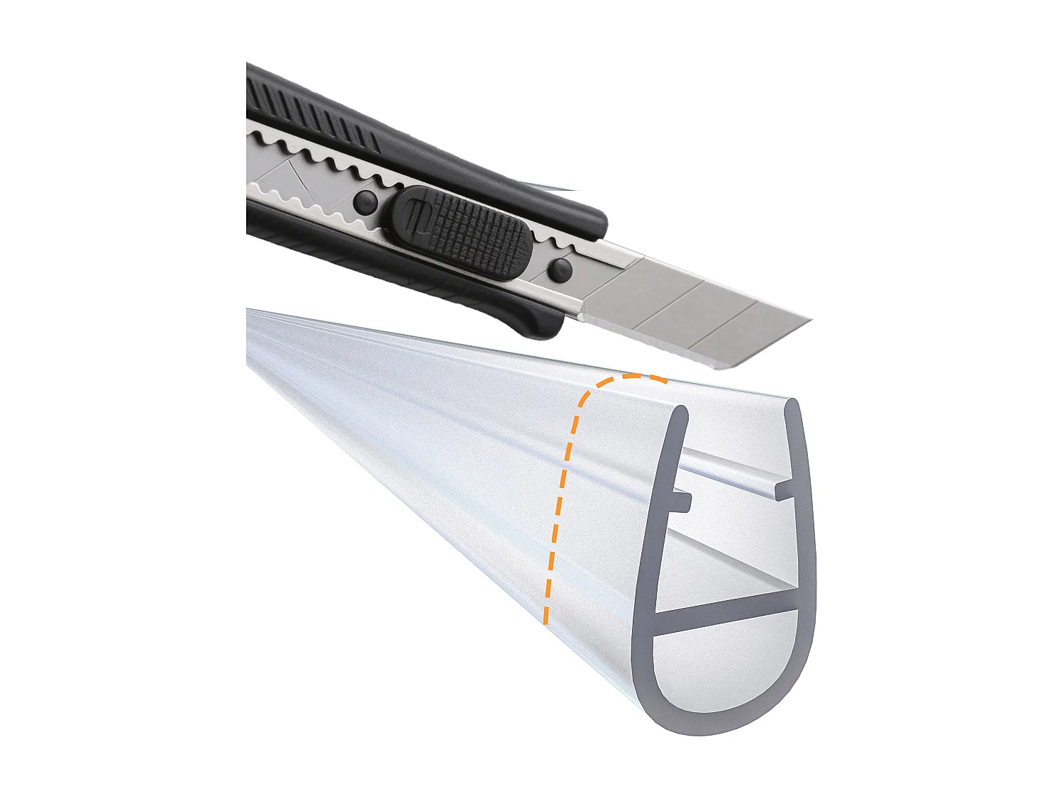 1 Pezzo Guarnizione Sottoporta per box doccia per vetro da 5-6 mm Coda Morbida larga 12 mm lungha 90 cm Tagliabile Modello D