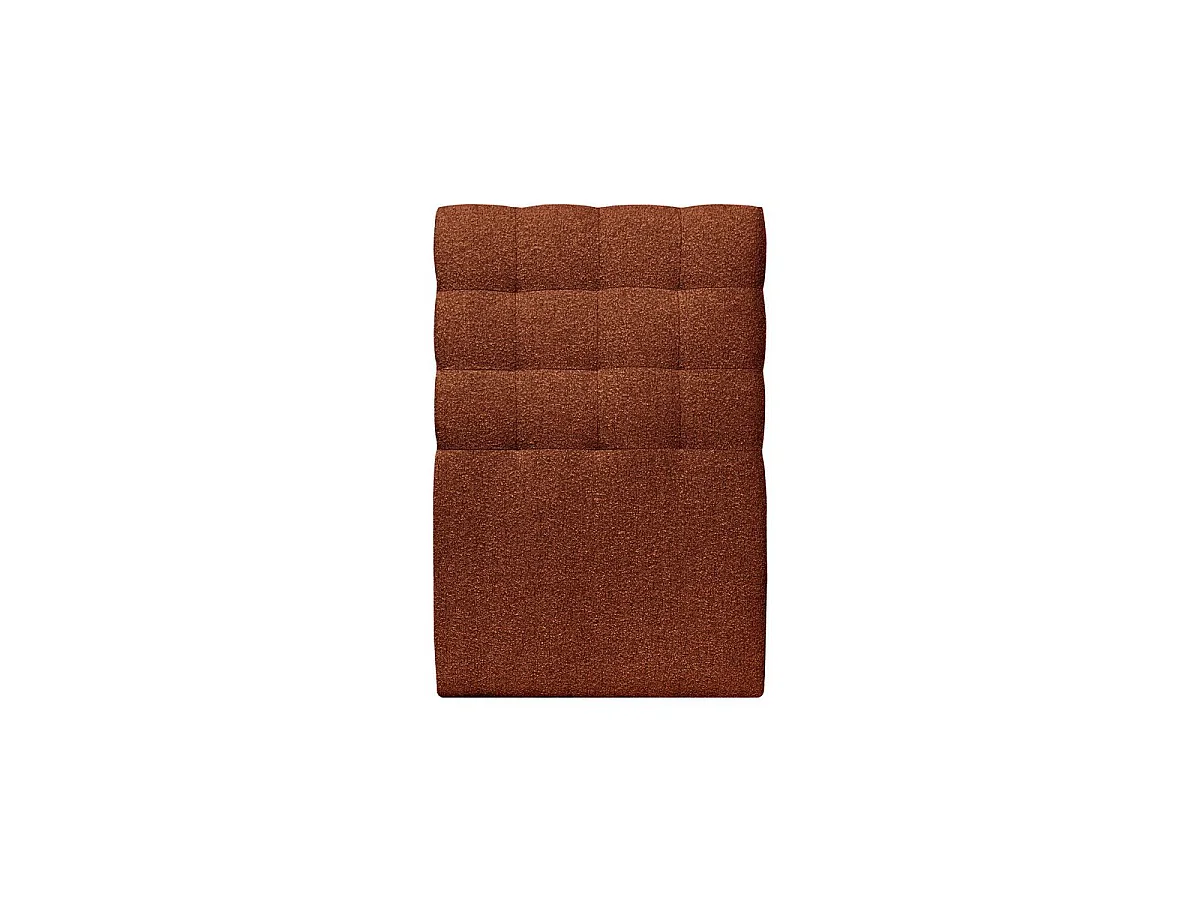 Lit 90x200cm avec tête de lit capitonnée bouclette et sommier tapissier terracotta - Hauteur totale : 29cm