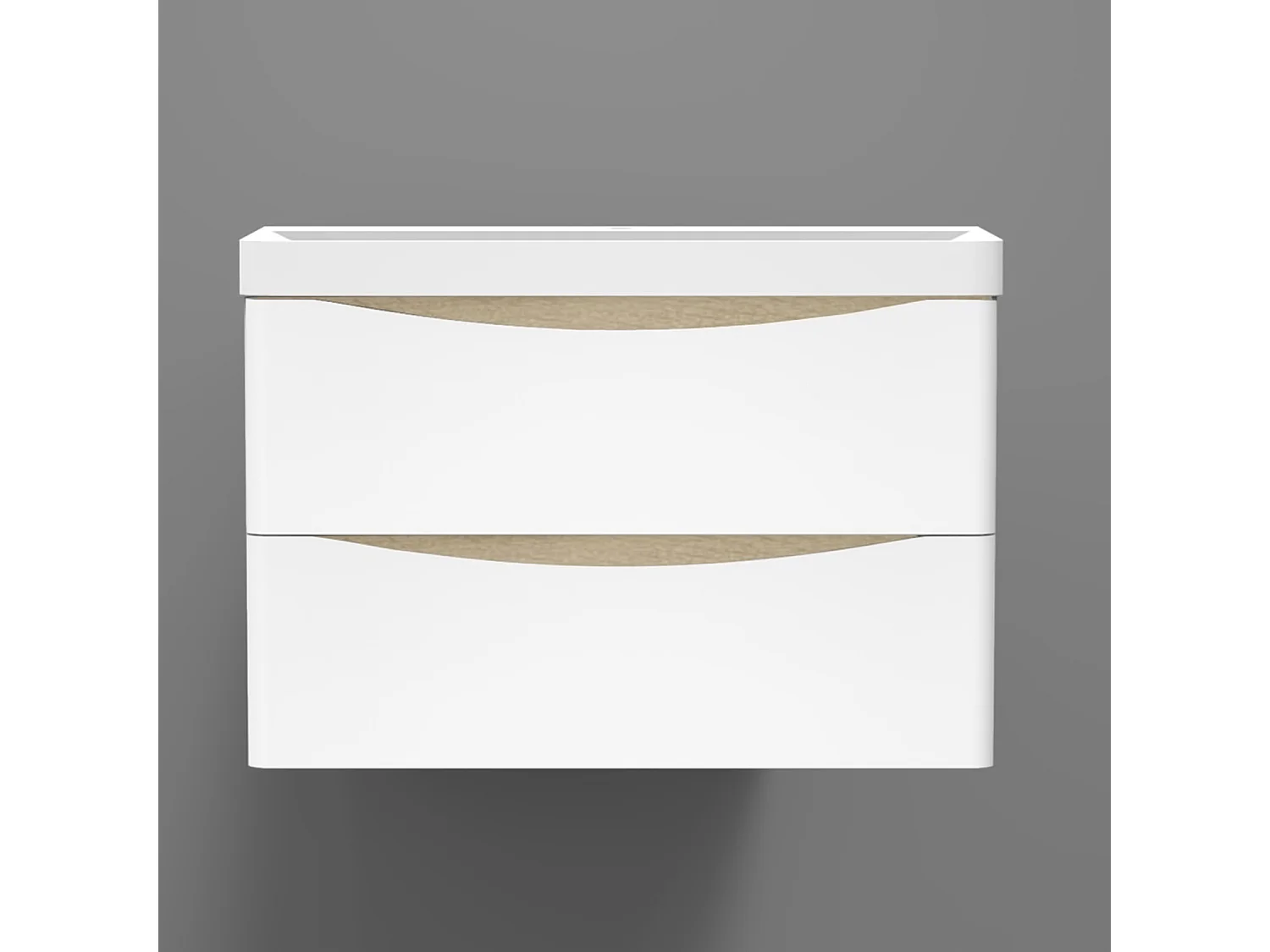 AICA Mobile da bagno, 80x50x39,5 cm, pannello in MDF, colore bianco + rovere, con lavabo bianco, da assemblare per l'uso